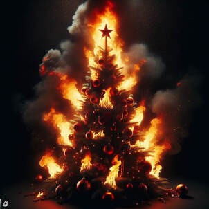 Burning Christmas tree